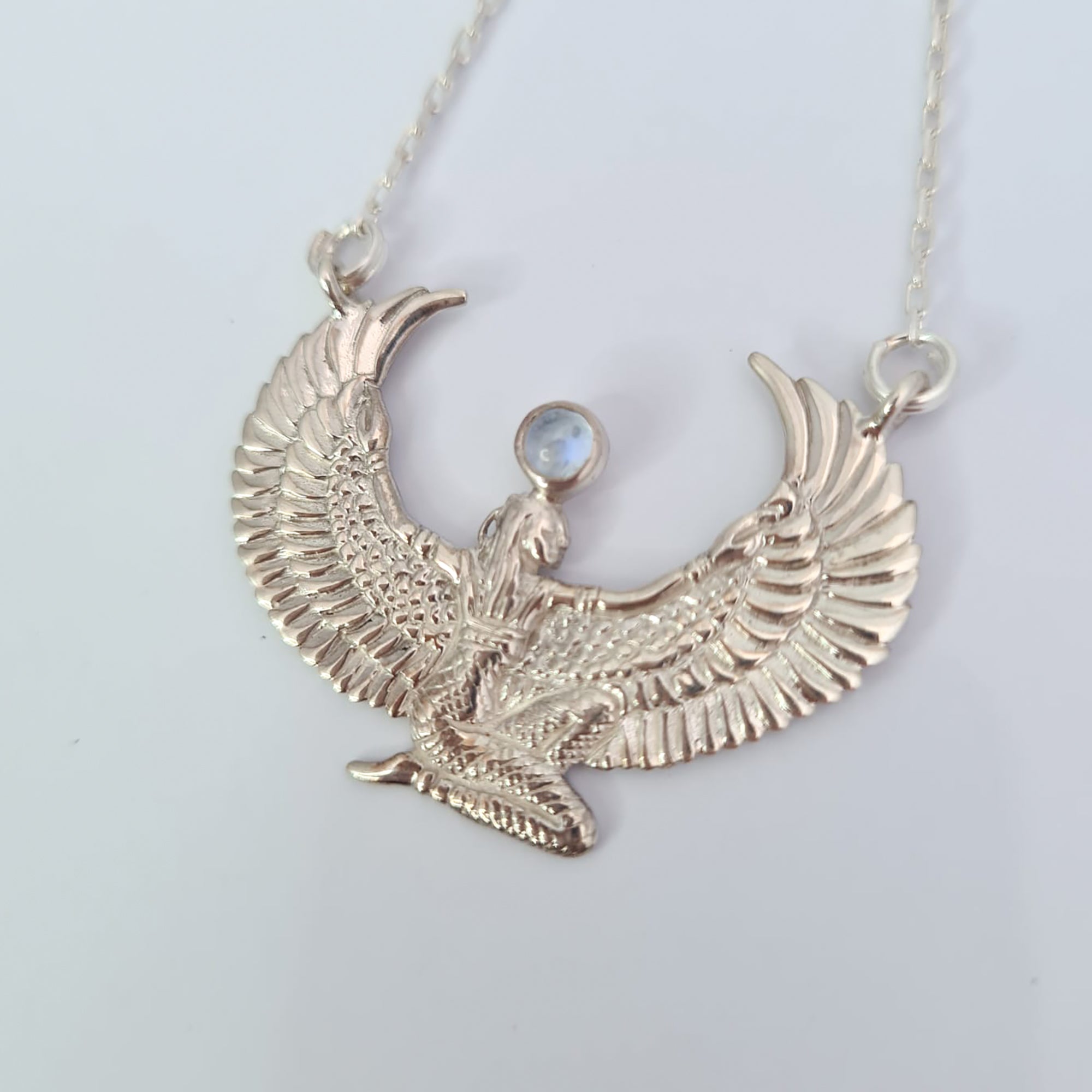 Small Moonstone Silver Isis Goddess Necklace or Headpiece - FeatherTribe