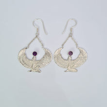 Load image into Gallery viewer, Silver Amethyst Isis Goddess Earrings
