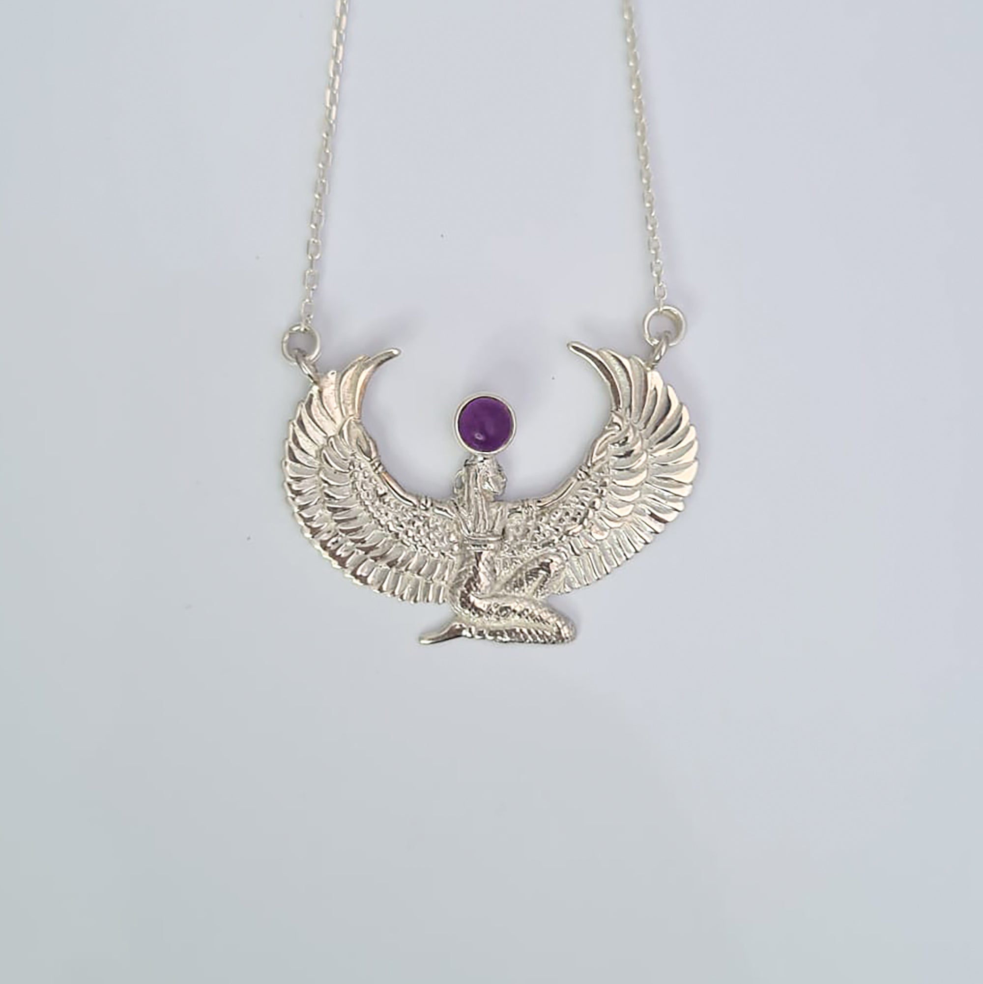 Small Silver Amethyst Isis Goddess Necklace or Headpiece - FeatherTribe