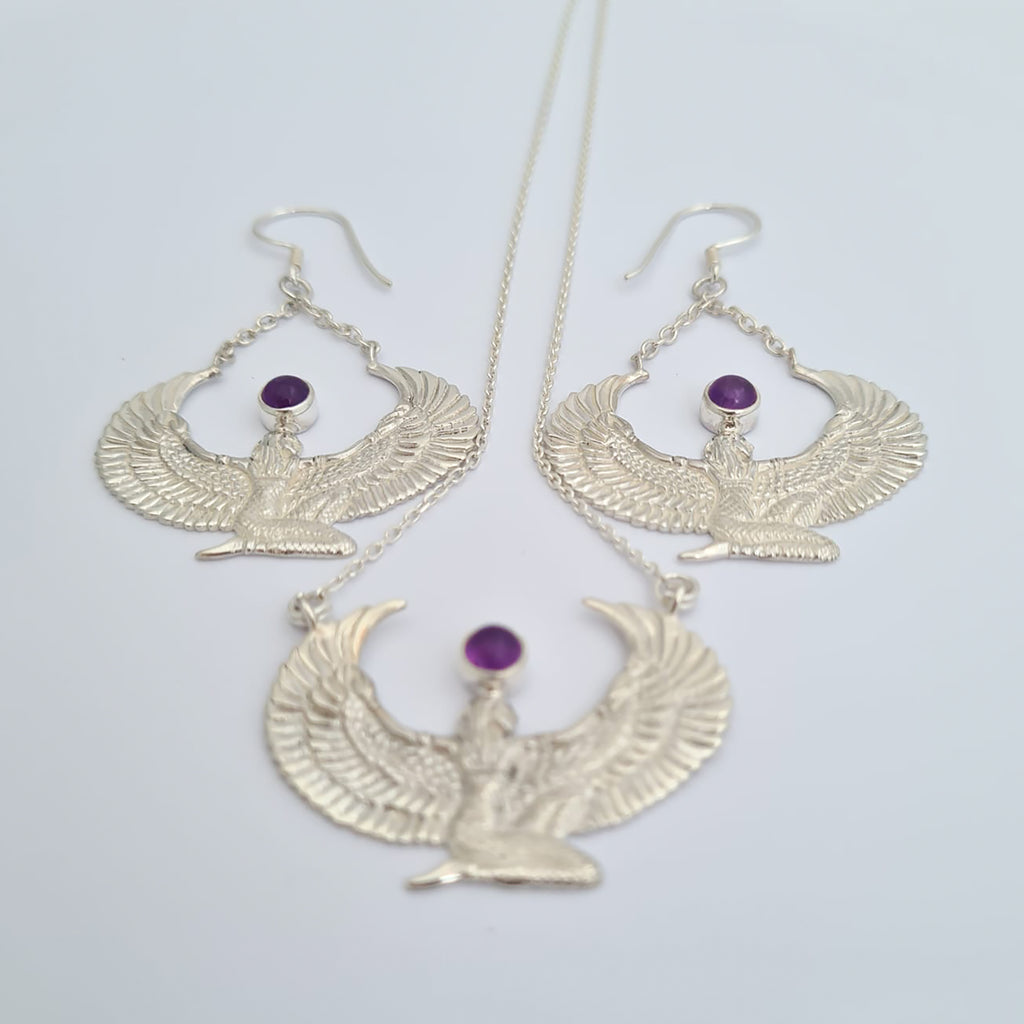 Small Silver Amethyst Isis Goddess Necklace or Headpiece - FeatherTribe