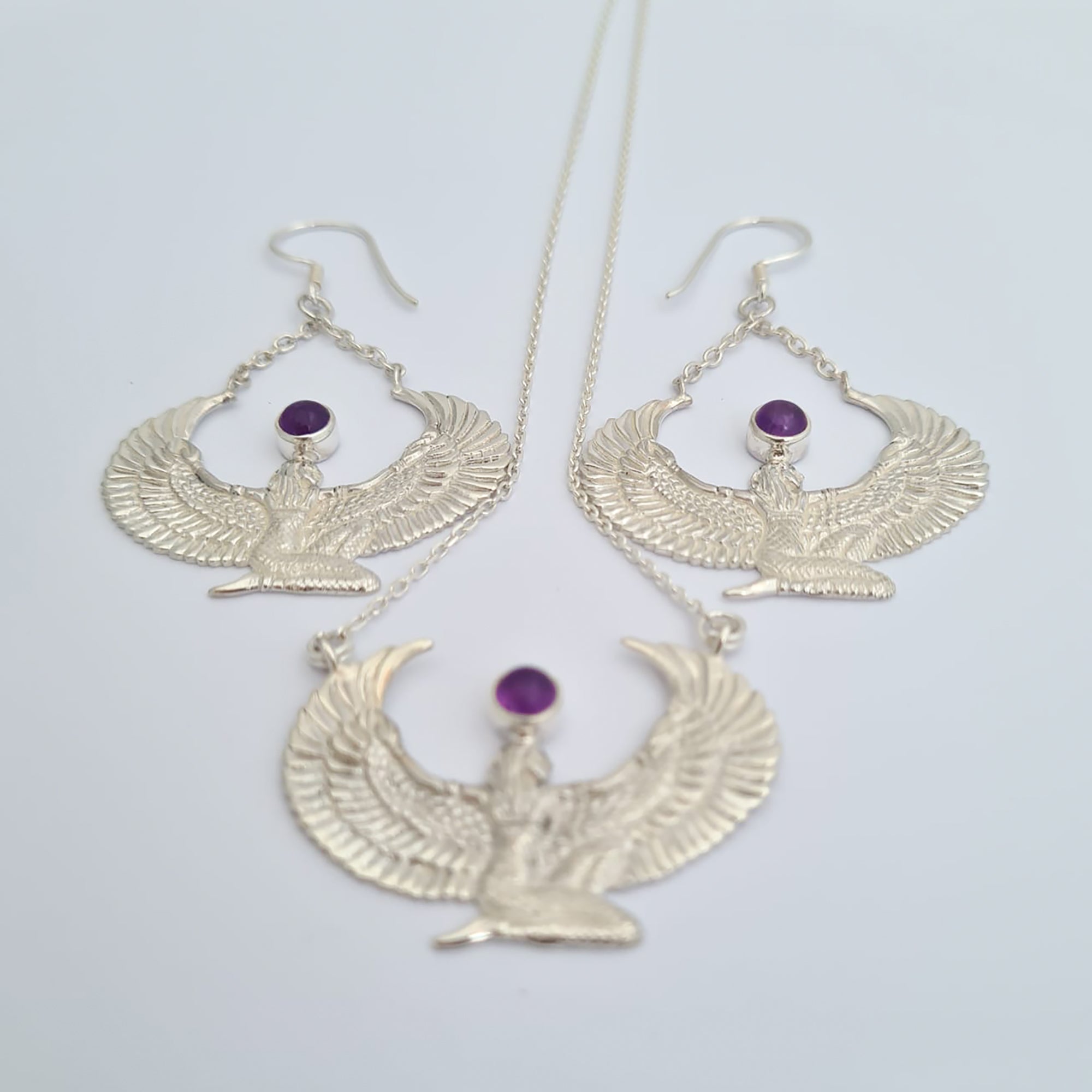 Small Silver Amethyst Isis Goddess Necklace or Headpiece - FeatherTribe