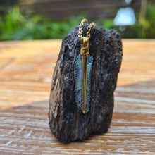 Load image into Gallery viewer, Ultra Mini Abalone Flight Feather Necklace with Silver or Brass Spine
