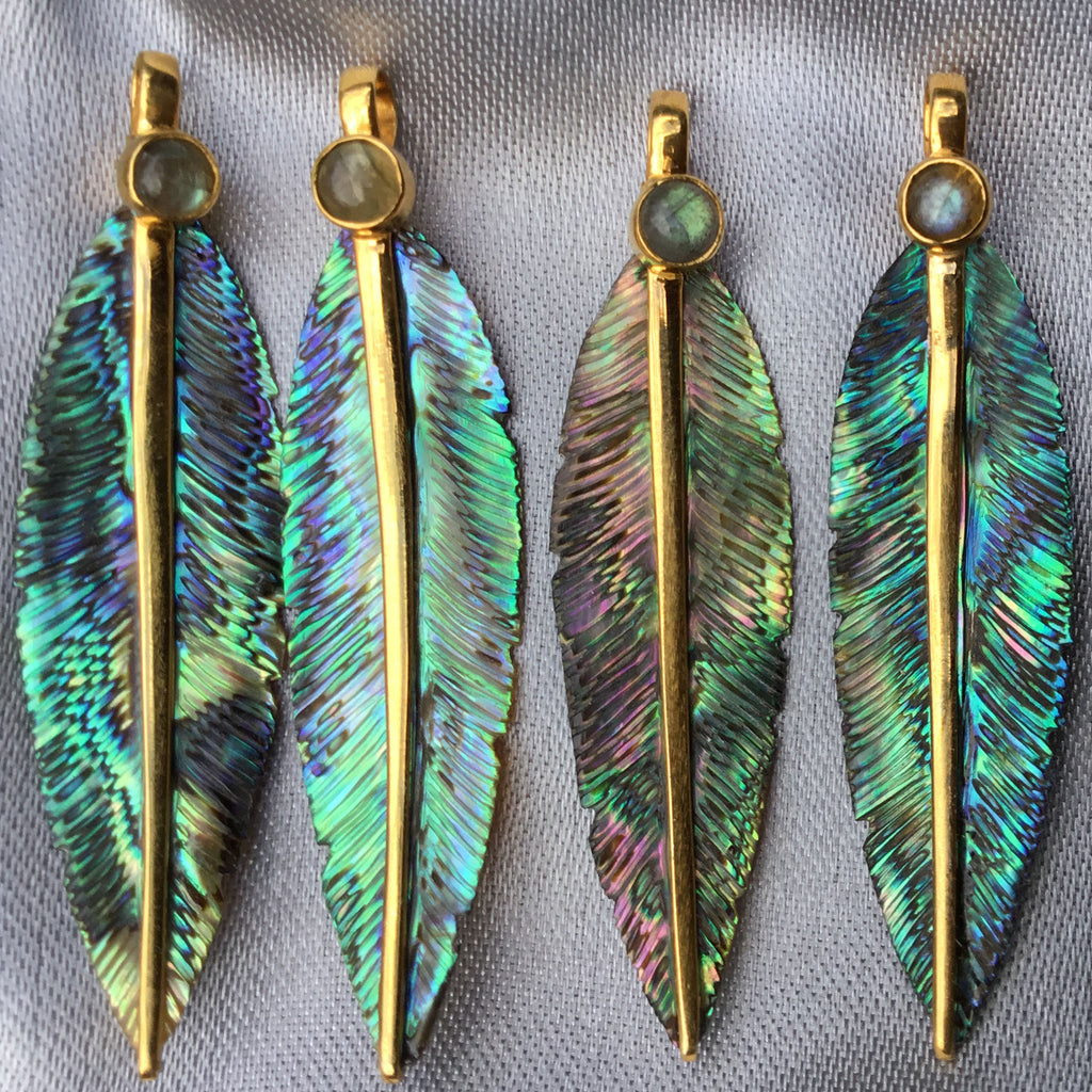 WHOLESALE 10 x Blue Avian Feather Pendant - FeatherTribe