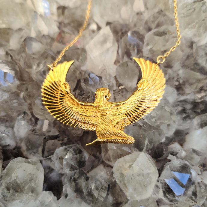 Small 24ct Gold Dipped Isis Goddess Necklace - FeatherTribe