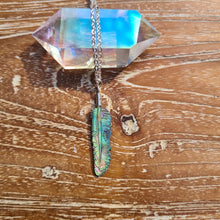 Load image into Gallery viewer, Ultra Mini Abalone Flight Feather Necklace with Silver or Brass Bail - FeatherTribe

