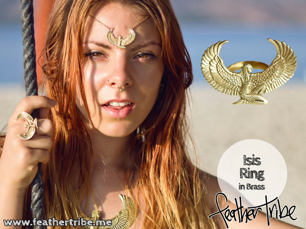 Brass Isis Goddess Ring - FeatherTribe