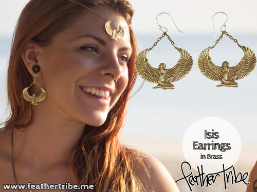 Brass Isis Goddess Earrings - FeatherTribe