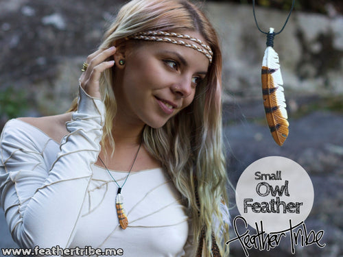 Small Owl Feather Necklace - FeatherTribe