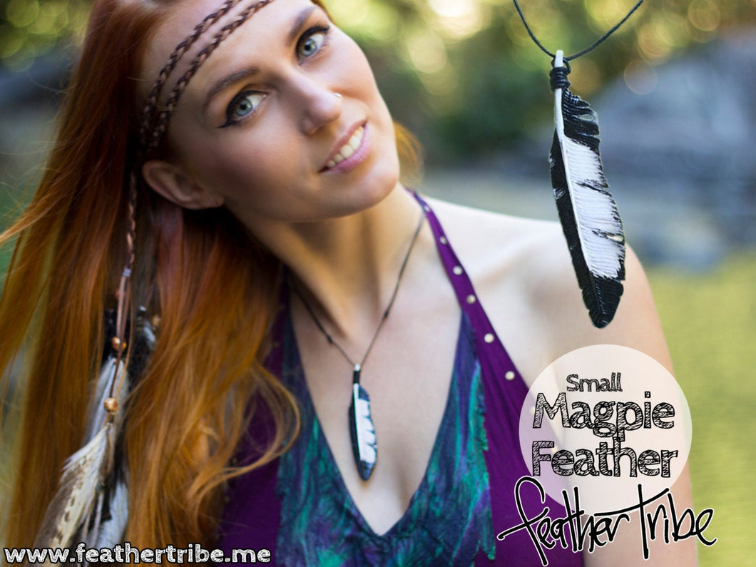 Small Magpie Feather Necklace - FeatherTribe