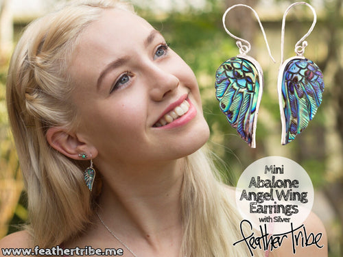 Abalone Mini Angel Wing Earrings - FeatherTribe