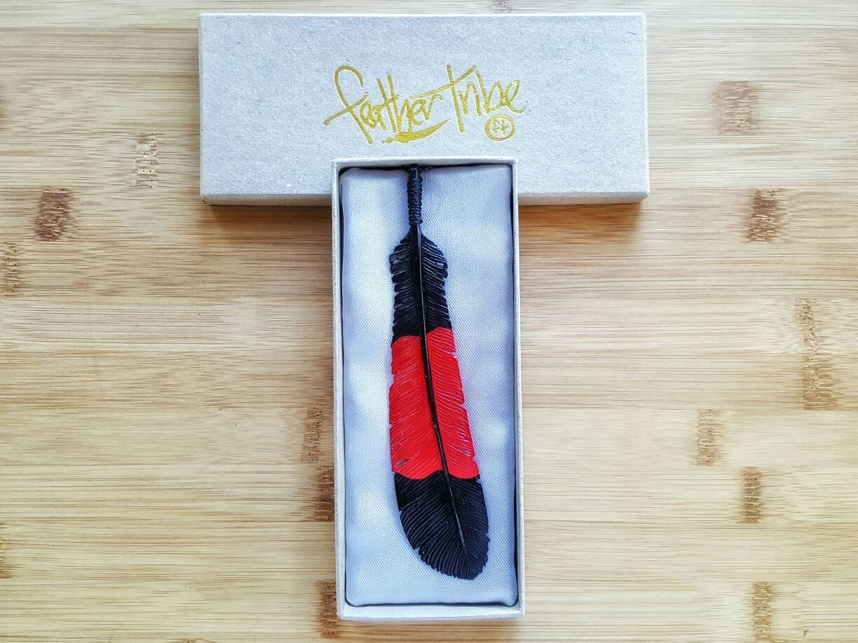 Male Red Tailed Black Cockatoo Feather Necklace - FeatherTribe