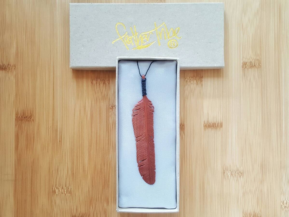 WHOLESALE 10 x Medium Rosewood Flight Feather Pendant - FeatherTribe