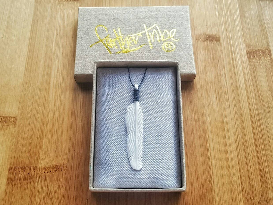 Small Bone Flight Feather Necklace - FeatherTribe