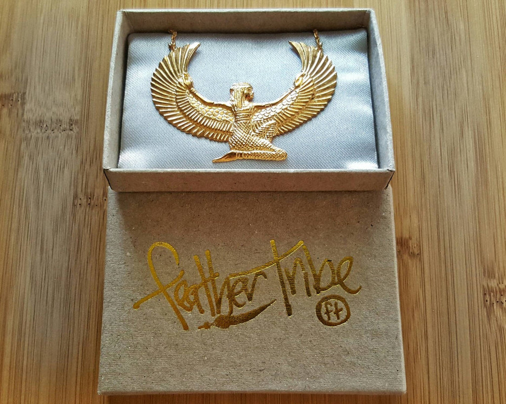 Medium Brass Isis Goddess Necklace - FeatherTribe