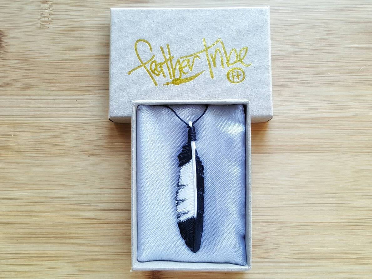 Small Magpie Feather Necklace - FeatherTribe