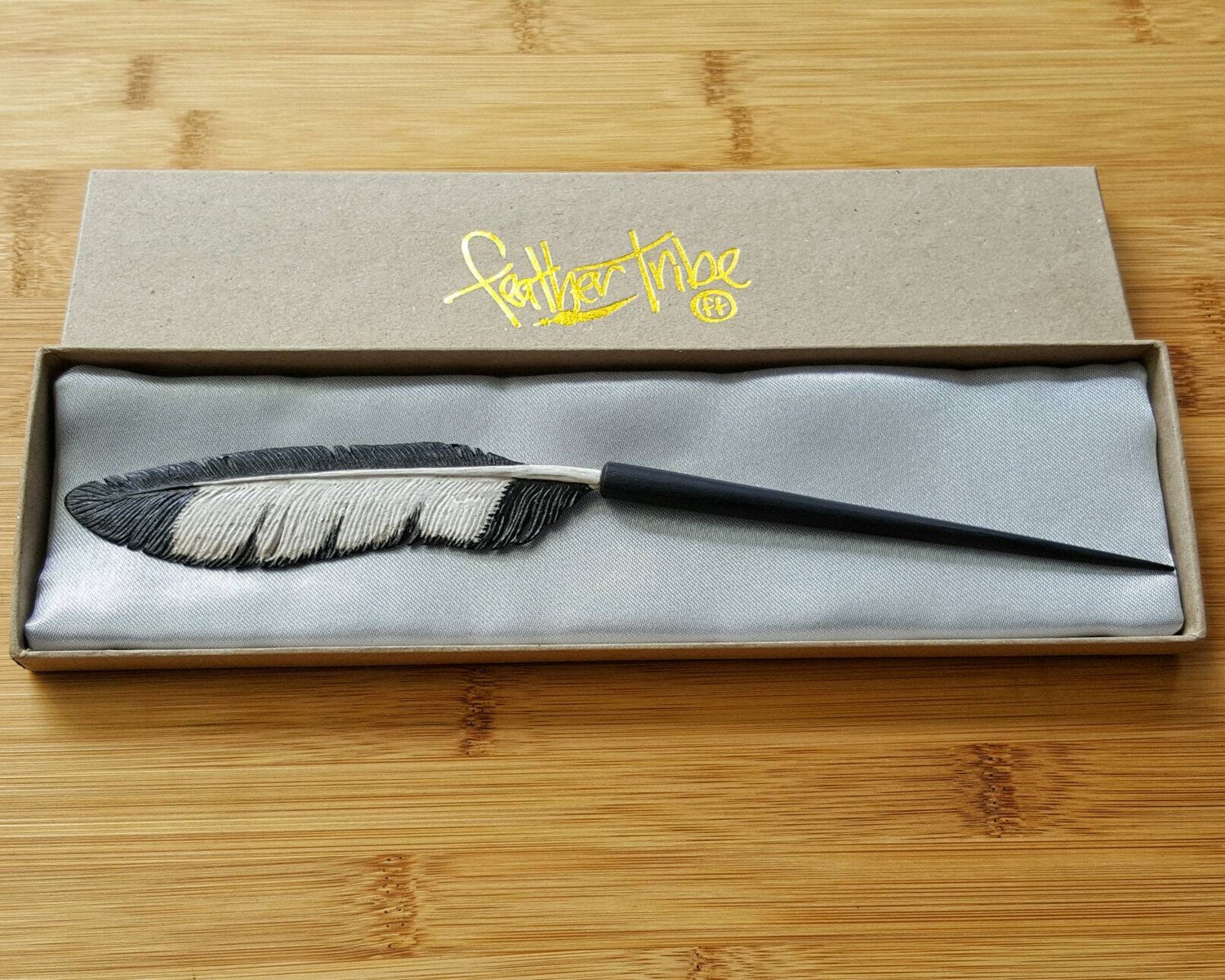 Magpie Feather Hair Stick - FeatherTribe