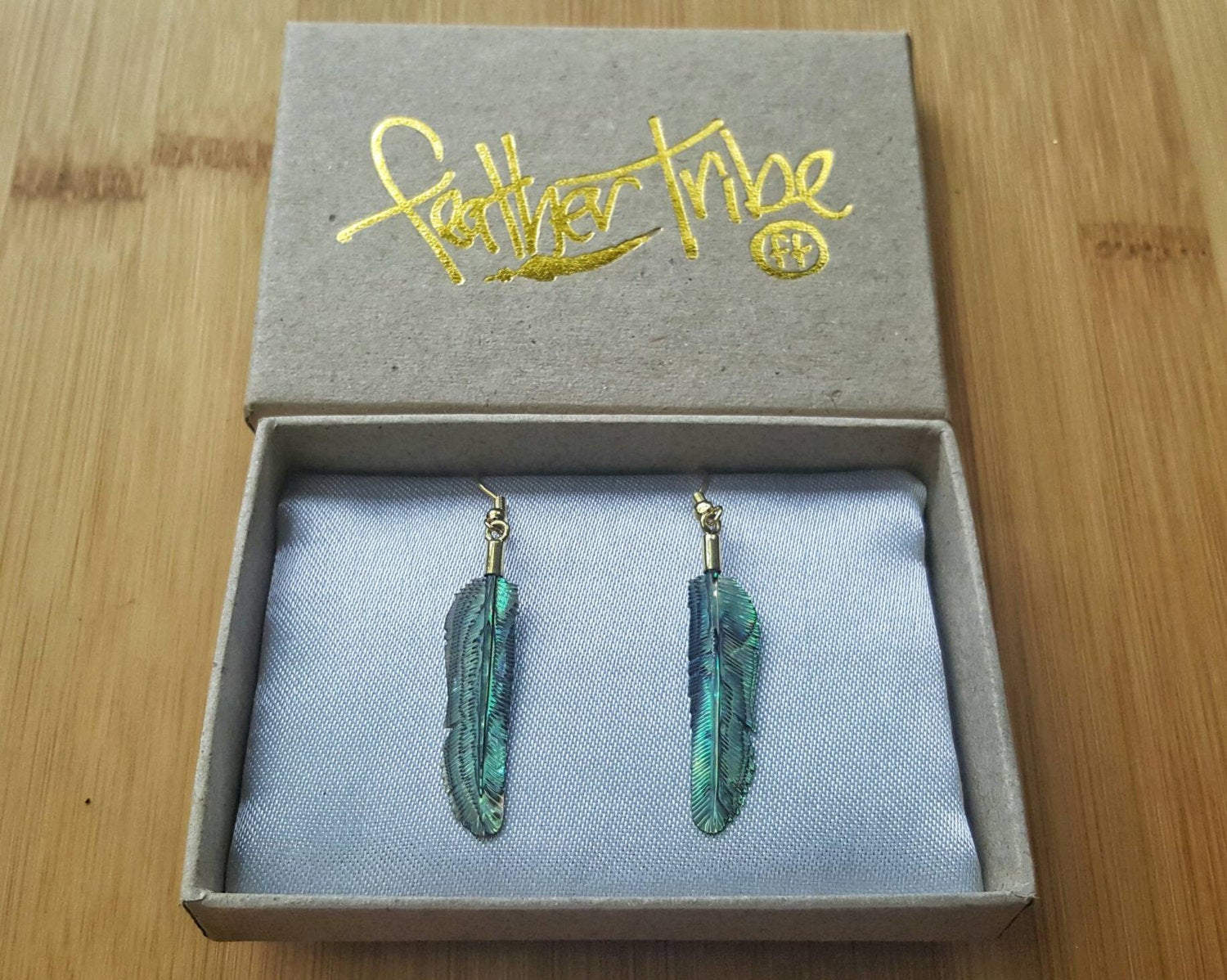 Super Mini Abalone Flight Feather Earrings - FeatherTribe