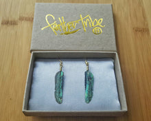 Load image into Gallery viewer, Super Mini Abalone Flight Feather Earrings - FeatherTribe

