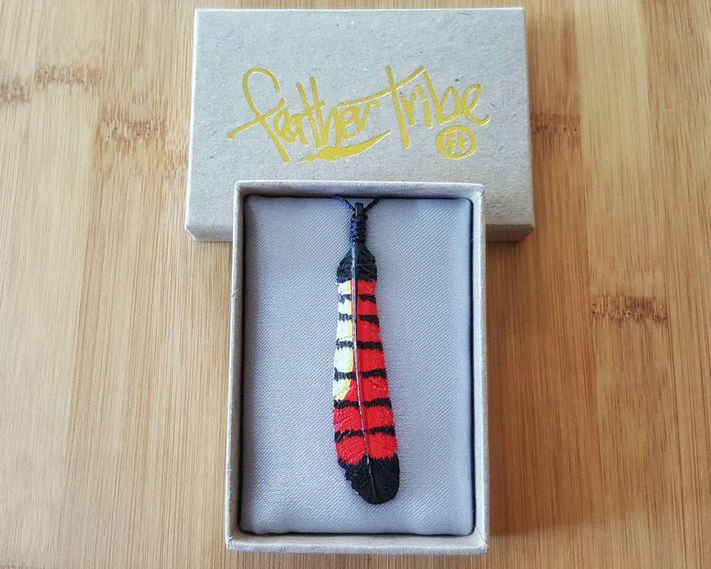 Small Female Red Tailed Black Cockatoo Feather Necklace - FeatherTribe