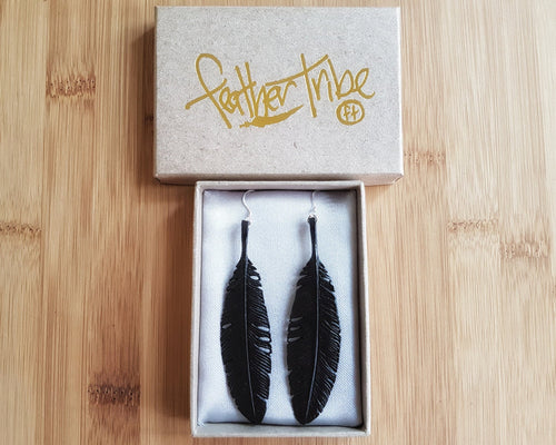 Raven Feather Earrings - FeatherTribe