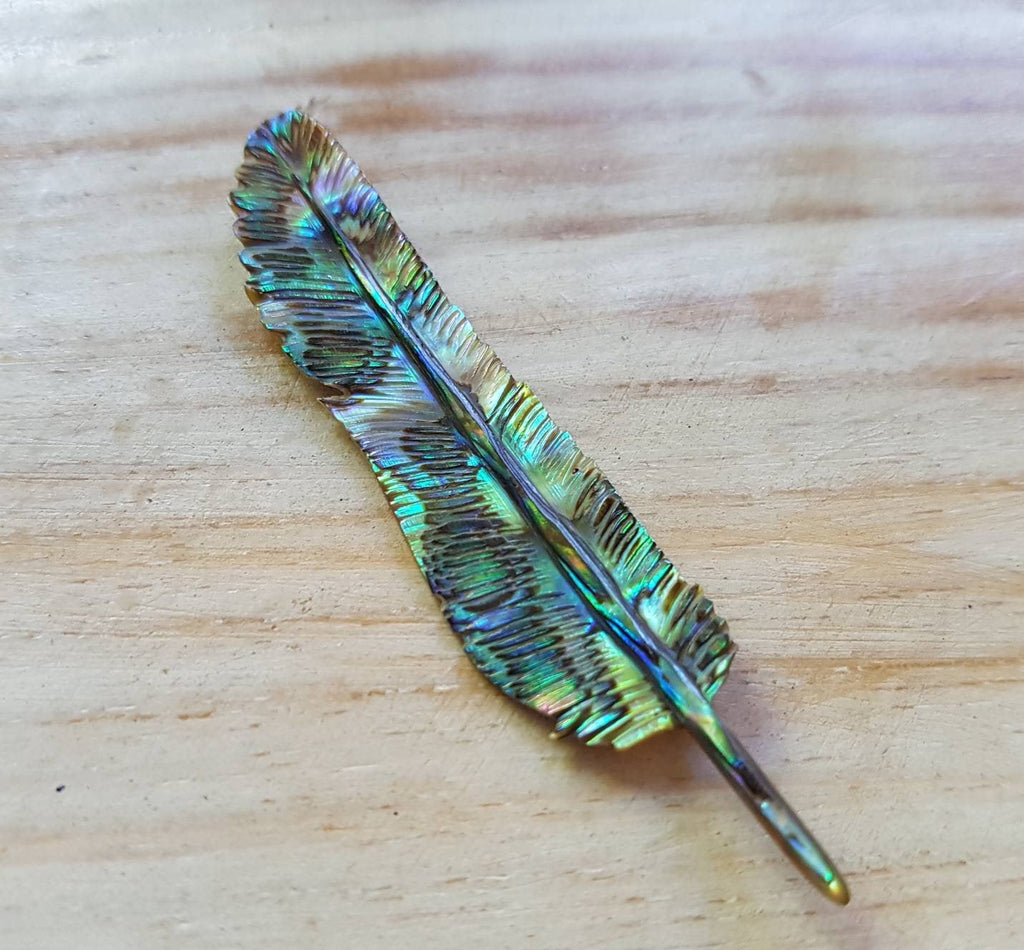 Mini Abalone Flight Feather Necklace - FeatherTribe