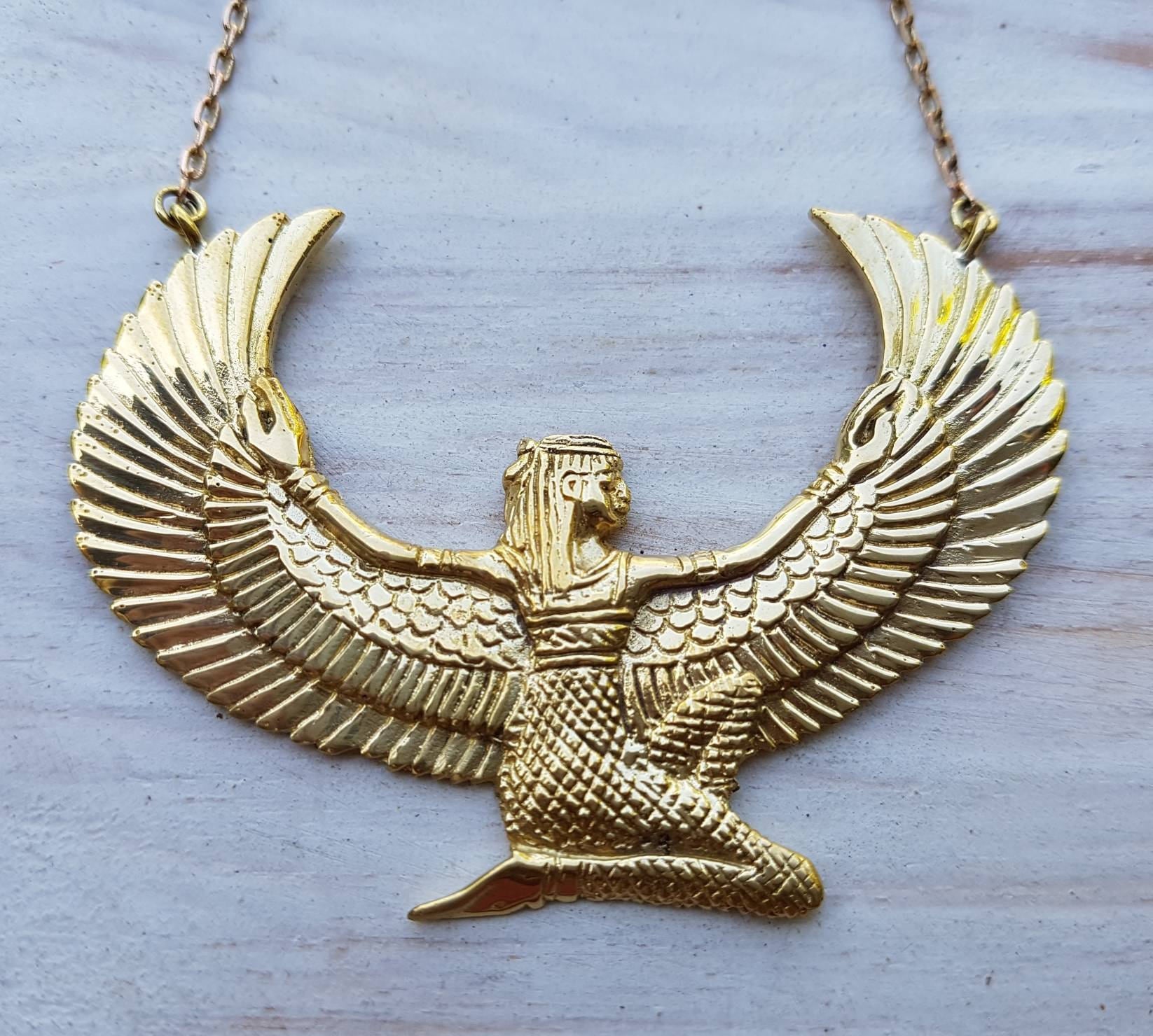 Medium Brass Isis Goddess Necklace - FeatherTribe