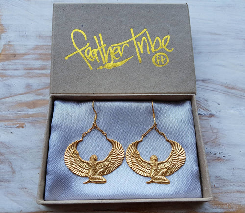 24ct Gold Dipped Isis Goddess Earrings - FeatherTribe