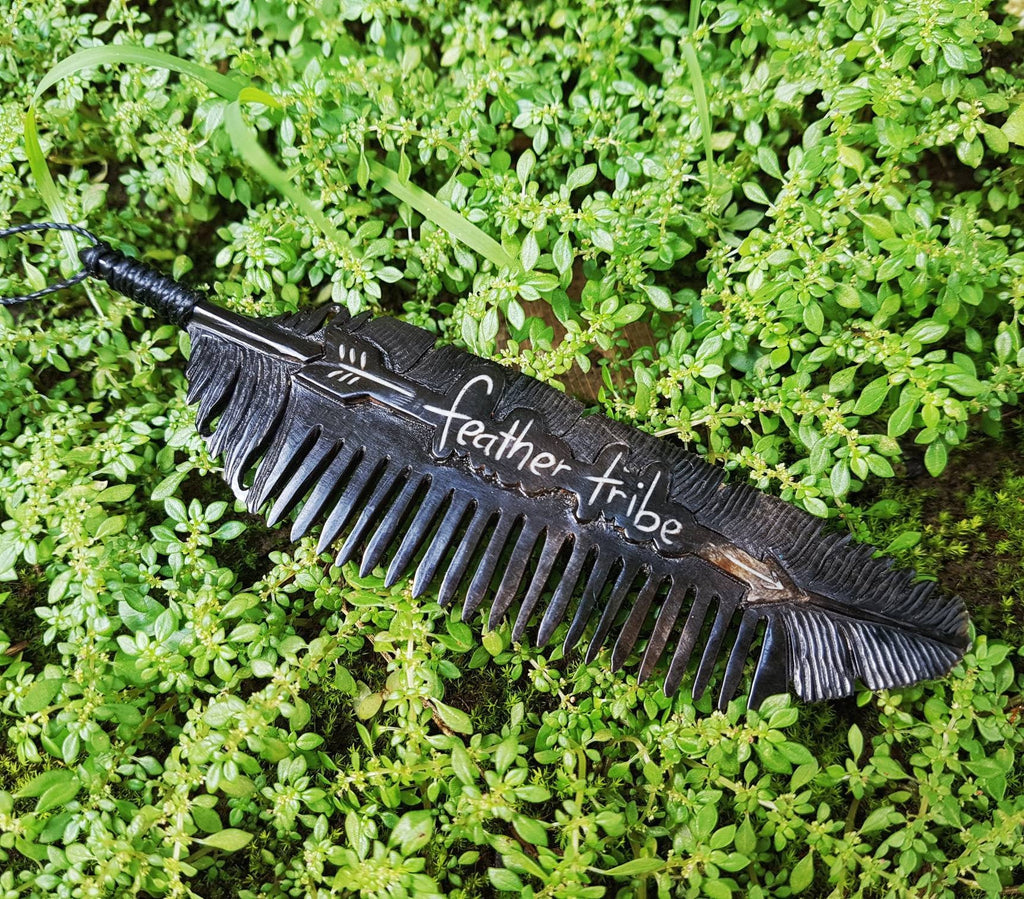 Beard Comb Necklace with Moustache Detailer - FeatherTribe