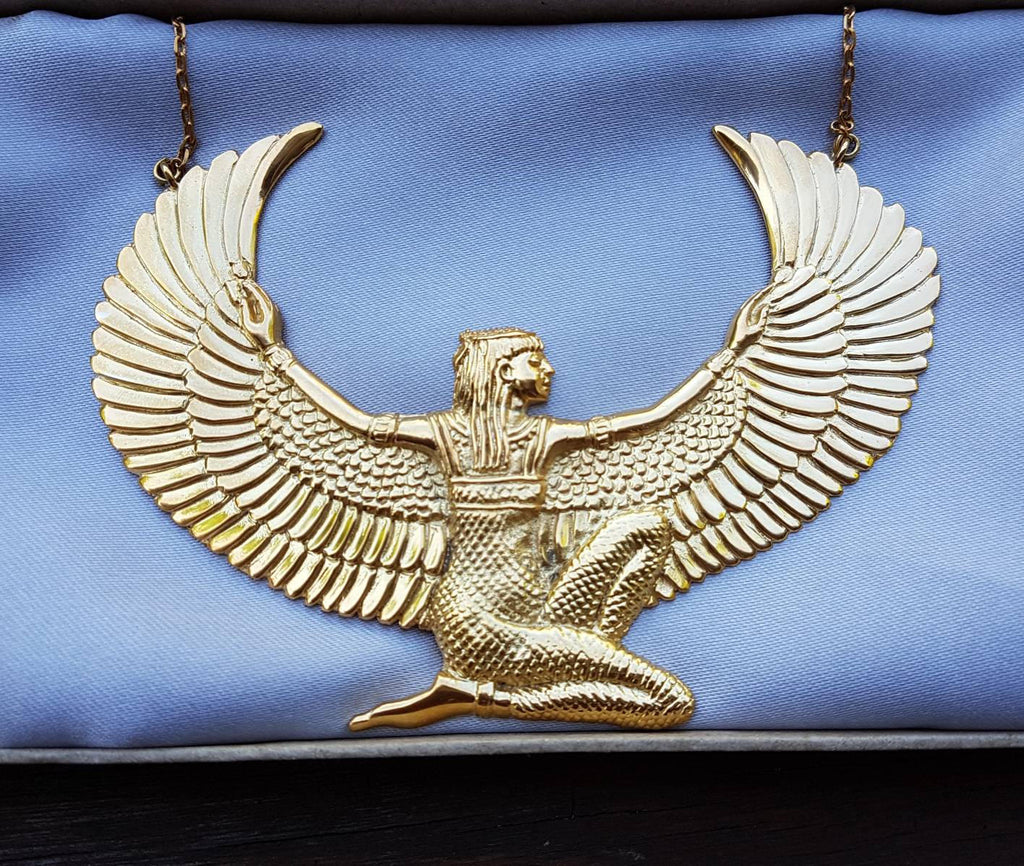 Large 24ct Gold Dipped Isis Goddess Necklace - FeatherTribe