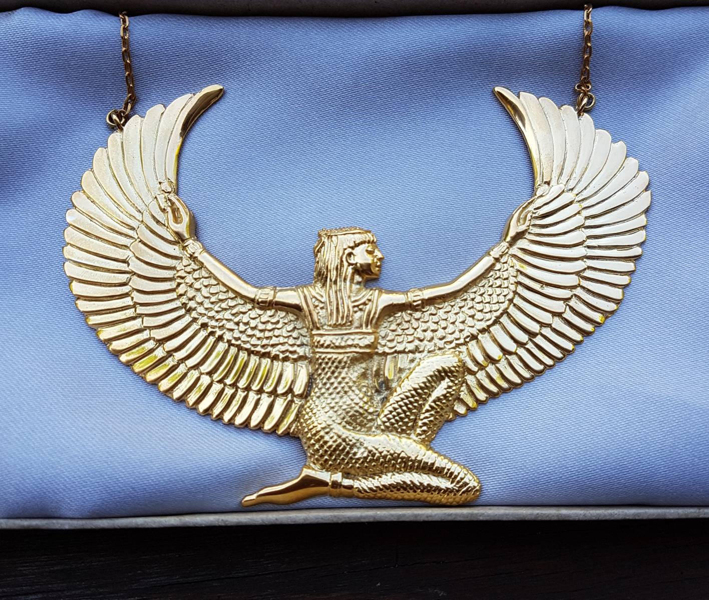 Large 24ct Gold Dipped Isis Goddess Necklace - FeatherTribe
