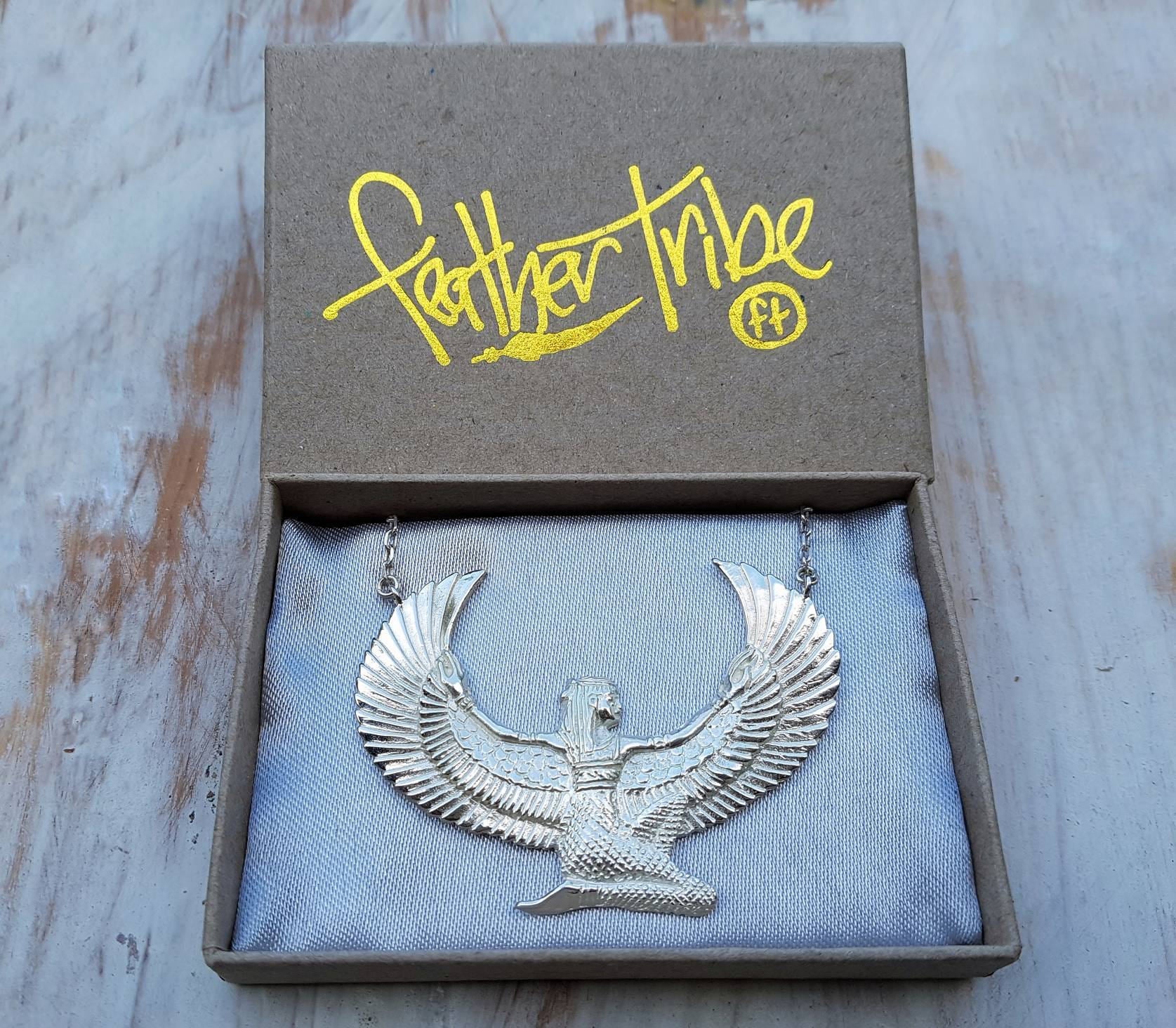Medium Silver Dipped Isis Goddess Necklace - FeatherTribe