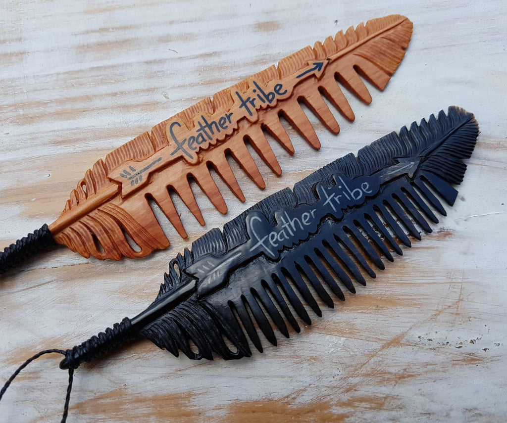 Beard Comb Necklace with Moustache Detailer - FeatherTribe