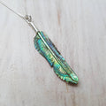 Super Mini Abalone Flight Feather Necklace with Silver or Brass Bail - FeatherTribe