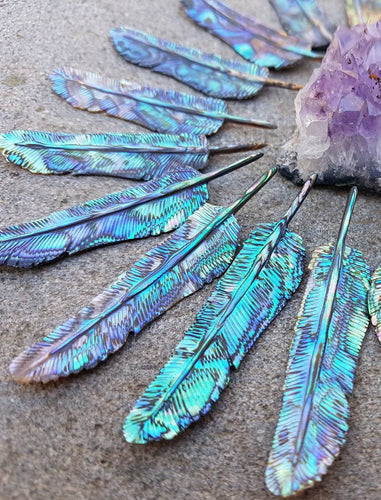 Mini Abalone Flight Feather Necklace - FeatherTribe