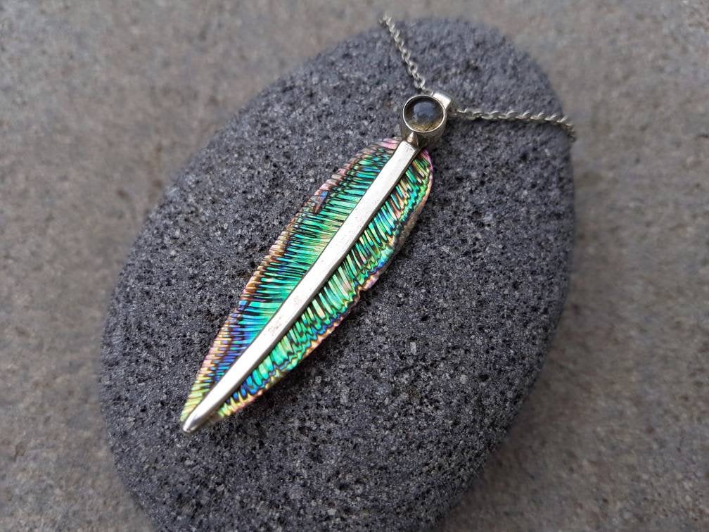 WHOLESALE 10 x Blue Avian Feather Pendant - FeatherTribe