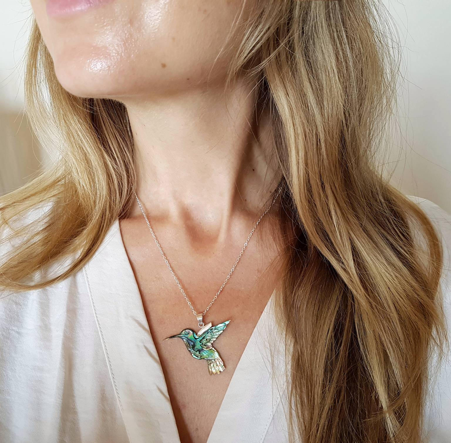 Abalone Hummingbird Necklace - FeatherTribe
