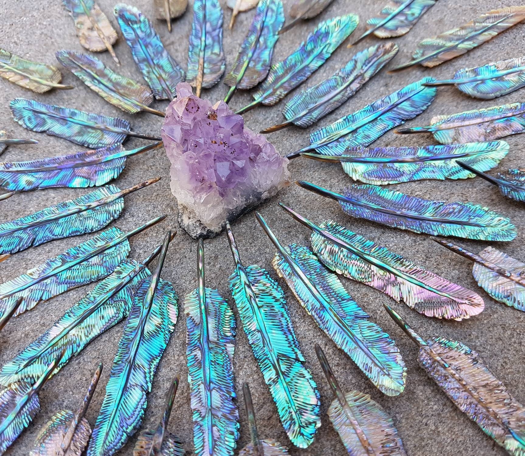 Mini Abalone Flight Feather Necklace - FeatherTribe