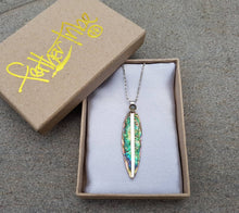 Load image into Gallery viewer, Blue Avian Feather Necklace with Moonstone - FeatherTribe

