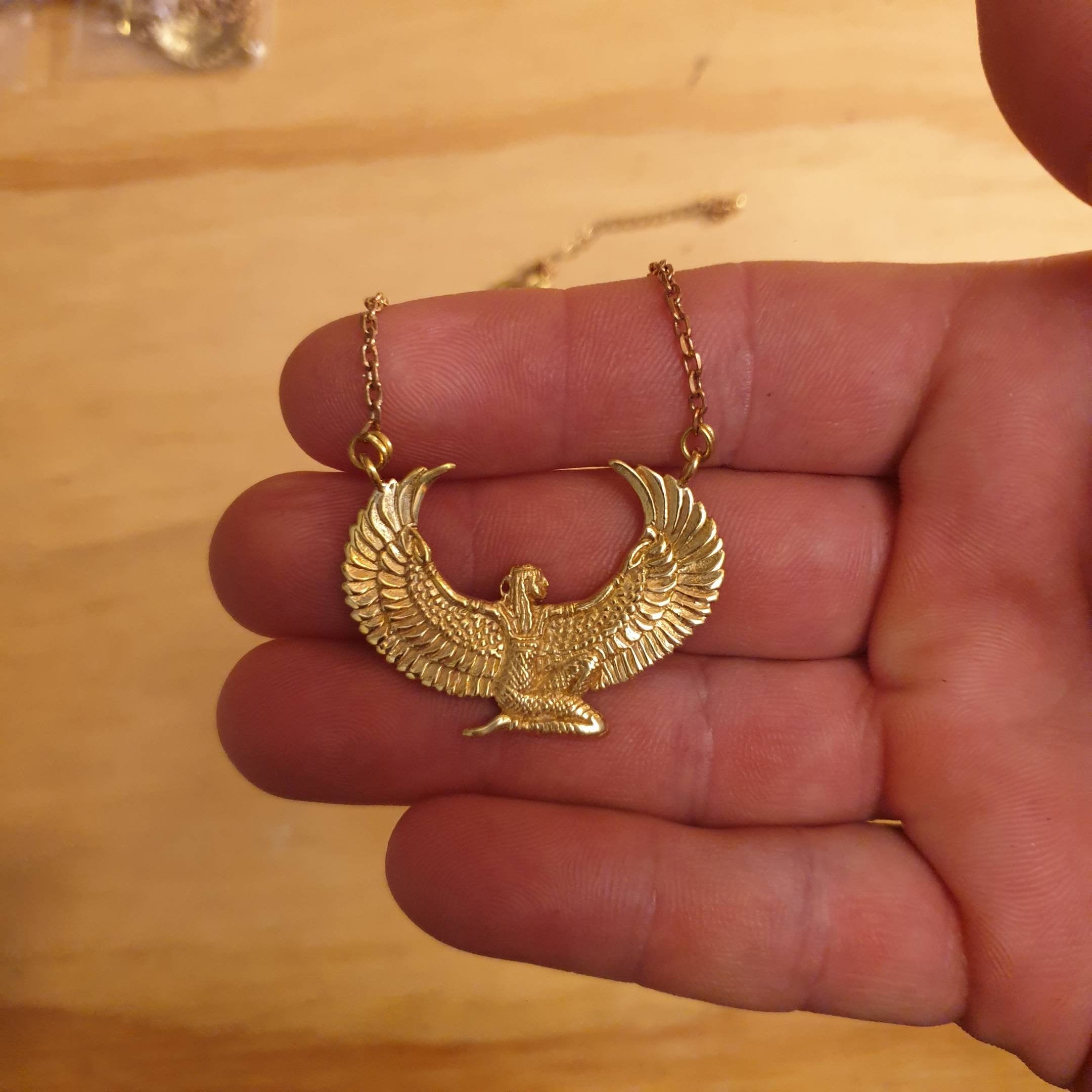 Small Brass Isis Goddess Necklace - FeatherTribe