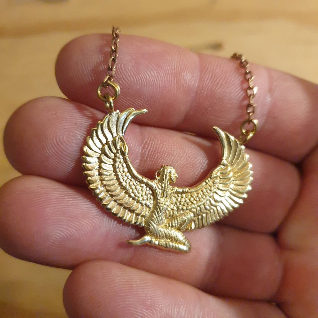 Small Brass Isis Goddess Necklace - FeatherTribe