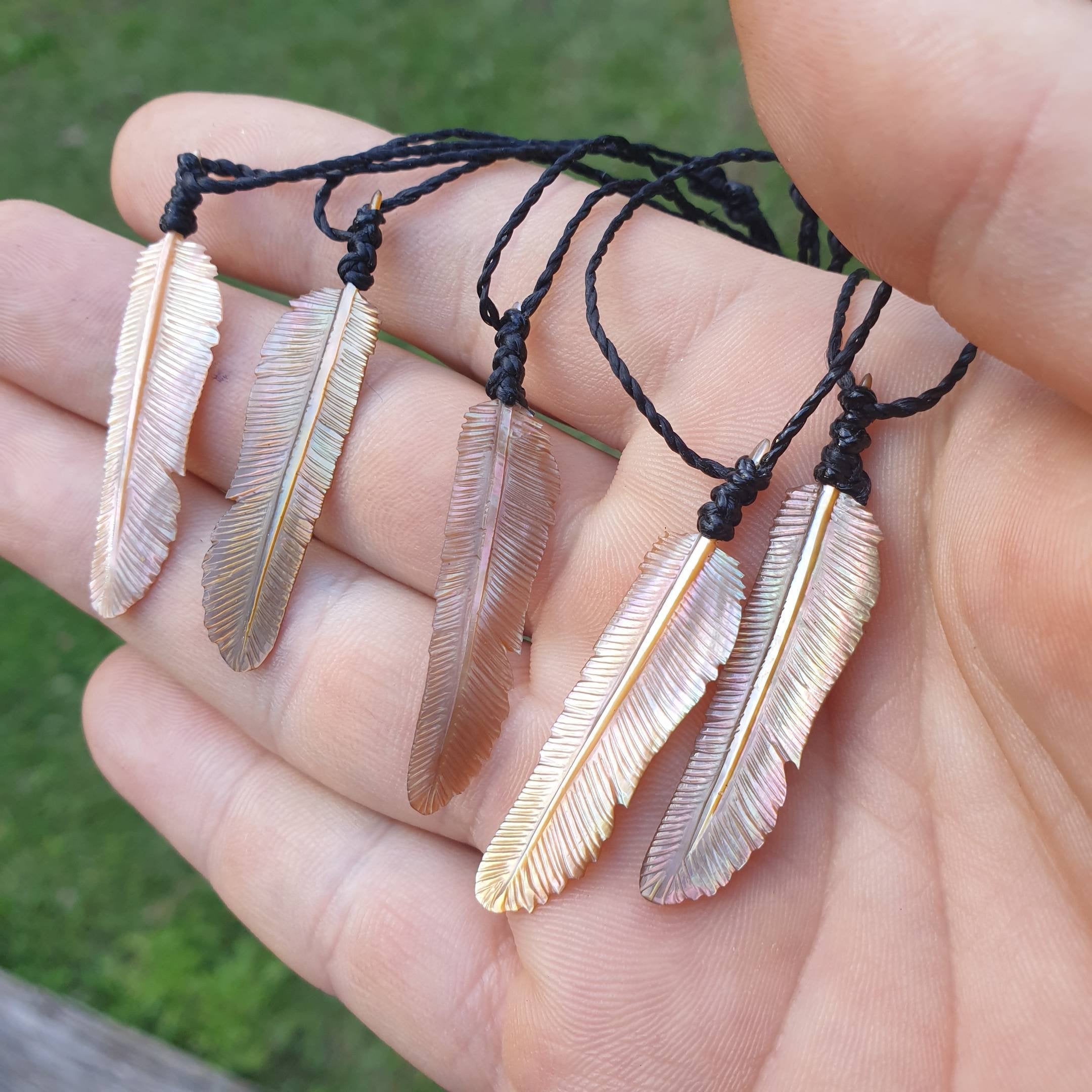 Super Mini Pink Pearl Flight Feather Necklace - FeatherTribe