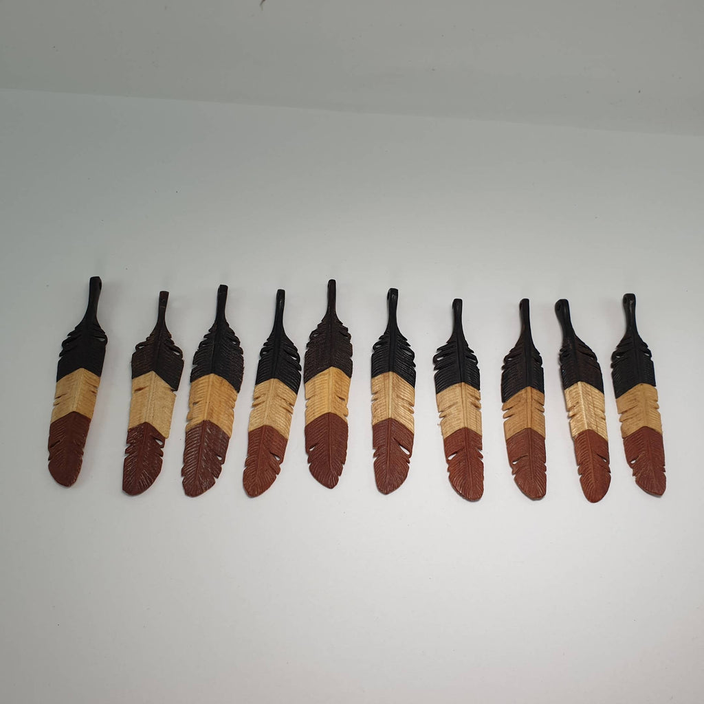 WHOLESALE 10 x Small Triple-Colour Flight Feather Pendant - FeatherTribe