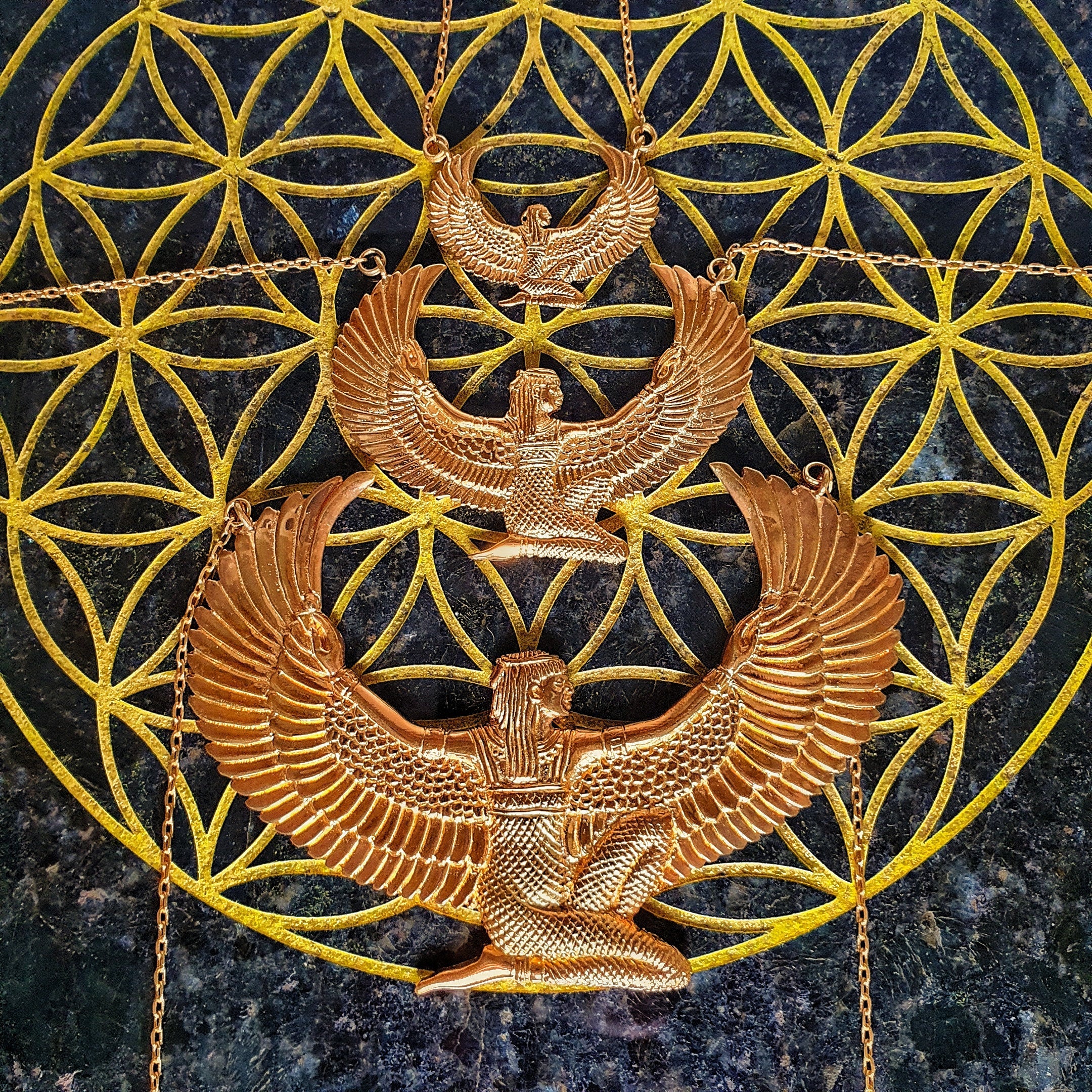 Small Brass Isis Goddess Necklace - FeatherTribe