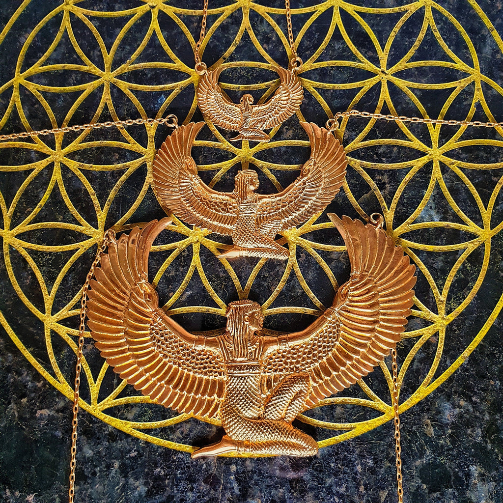 Medium Brass Isis Goddess Necklace - FeatherTribe