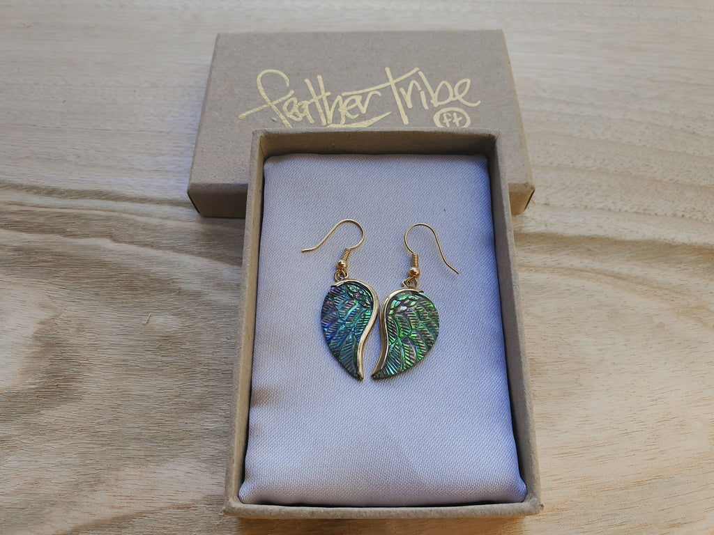 Abalone Mini Angel Wing Earrings - FeatherTribe