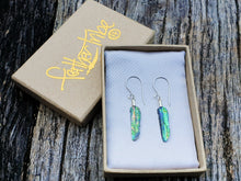 Load image into Gallery viewer, Ultra Mini Abalone Flight Feather Earrings - FeatherTribe
