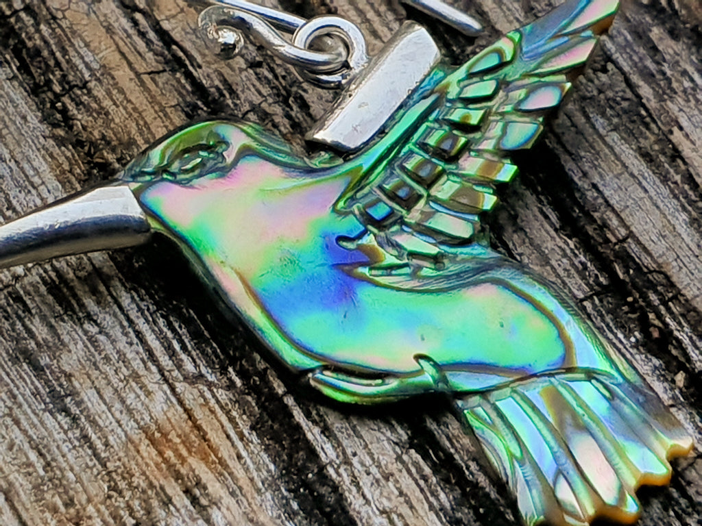 Abalone Hummingbird Earrings - FeatherTribe