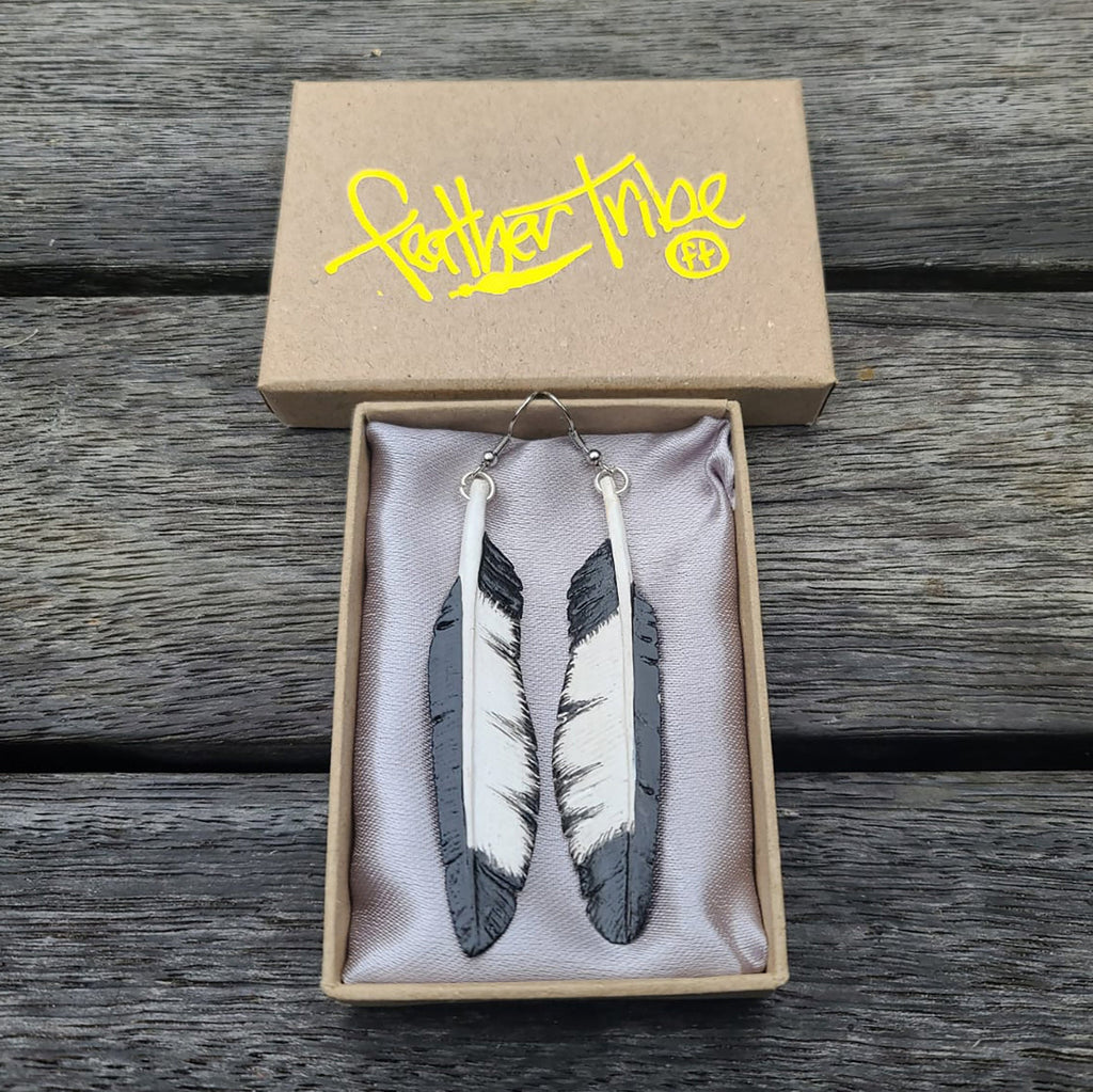 Magpie Feather Earrings - FeatherTribe
