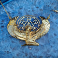 Premium Medium 24ct Gold Dipped Isis Goddess Necklace with Metatron - FeatherTribe