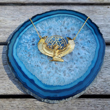 Load image into Gallery viewer, Premium Medium 24ct Gold Dipped Isis Goddess Necklace with Metatron - FeatherTribe
